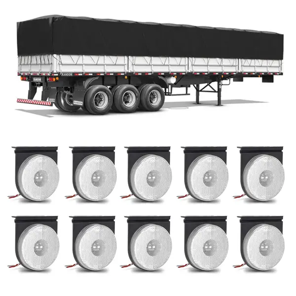 10 Lanterna Lateral Carreta Randon 12V 24V LED Cristal C/sup