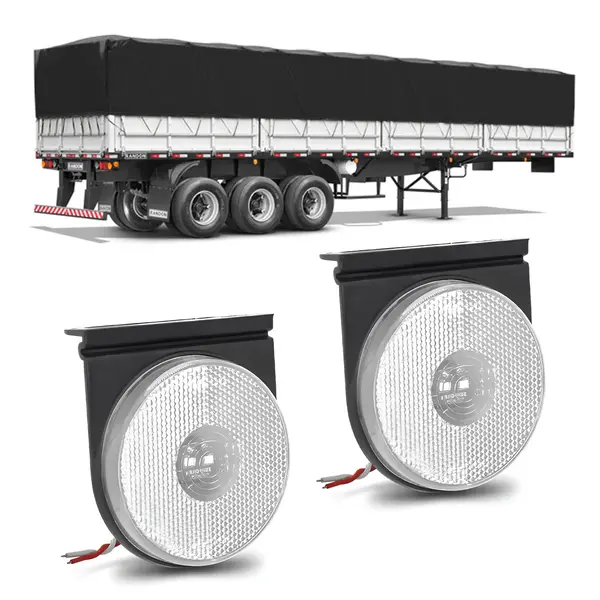2 Lanterna Lateral Carreta Randon 12V 24V LED Cristal C/sup