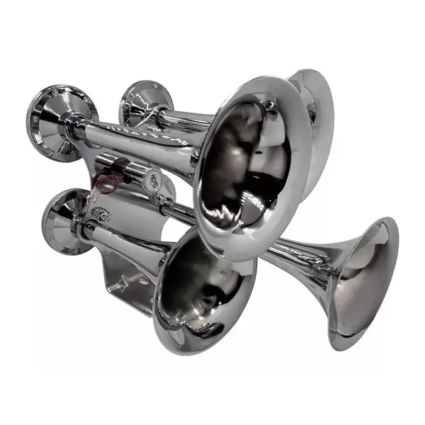 Buzina Marítima / Trem a ar com 4 Cornetas Cromadas Para Caminhão