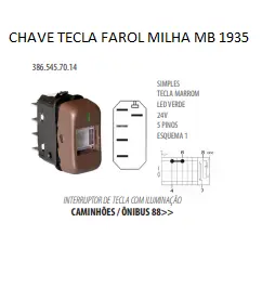 Chave Tecla Farol Milha MB 1935