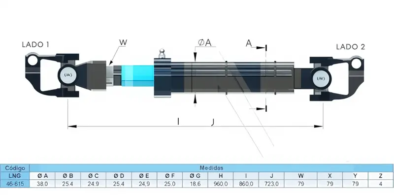 Coluna de Direcao Aco H=960MM MB