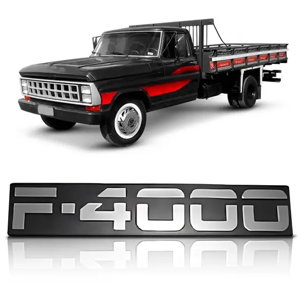 Emblema Caminhão Ford F4000 Cinza C/relevo Plastico