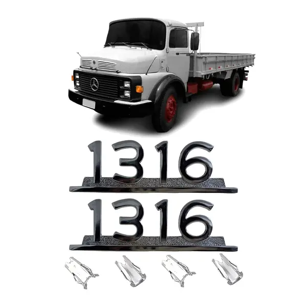 Emblema Caminhão MB 1316 Cromado Ferro Zamak C/ Presilha Par