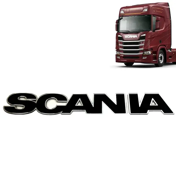 Emblema Letreiro Frontal Grade para Caminhão Scania NTG Black Piano