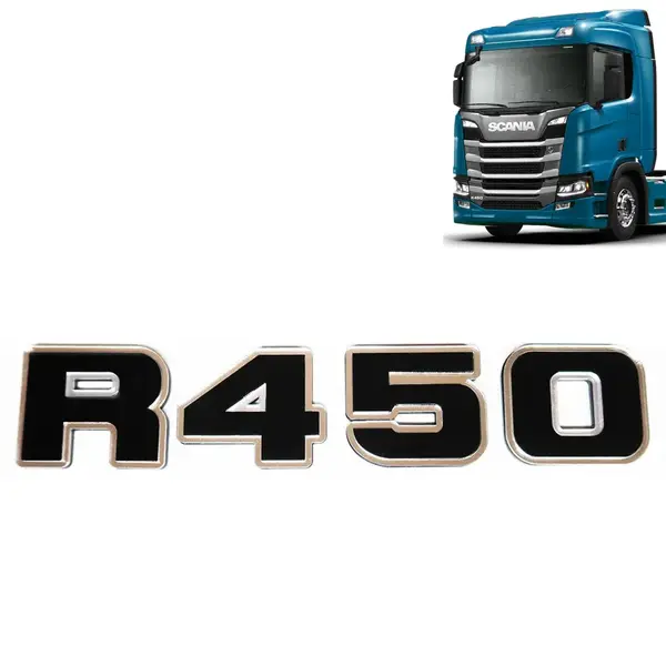 Emblema Potencia Acrílico para Caminhão Scania NTG R450 Black Piano