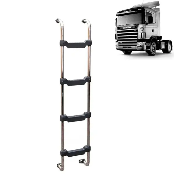 Escada Traseira Cabine Cromada 4 Degraus para Caminhão Scania G/ R / T 114 124