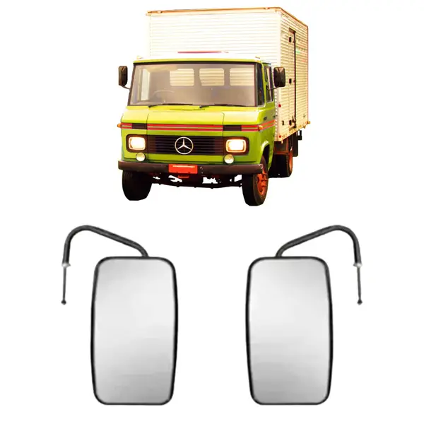 Espelho Retrovisor Plano Caminhão MB 608 Par Completo 1972 a 1987