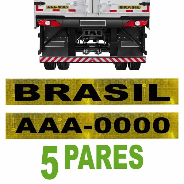 Faixa Ouro Refletiva Placa E Cidade Carreta Baú Kit C/ 5