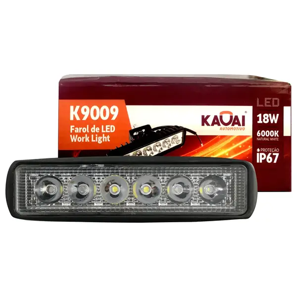 Farol Auxilar LED Retangular Bivolt 6 LEDS 18W (15 X 4CM)