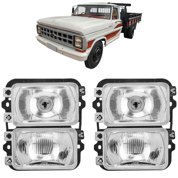 Farol Caminhão Ford F1000 F4000 1985 a 1991 Duplo - Iam - Par