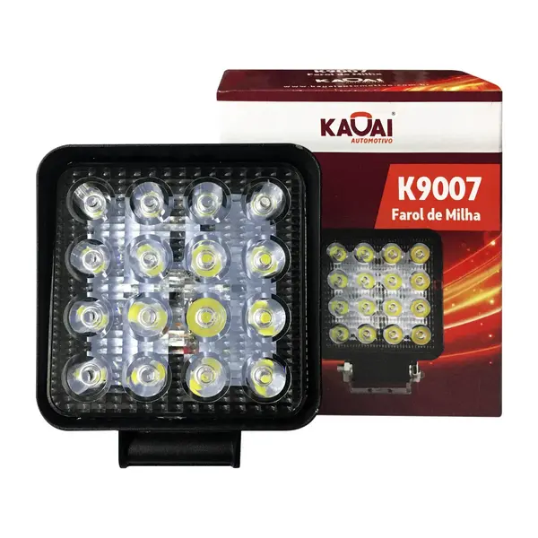 Farol Milha Auxiliar LED Parachoque e Spoiler Quadrado 48W