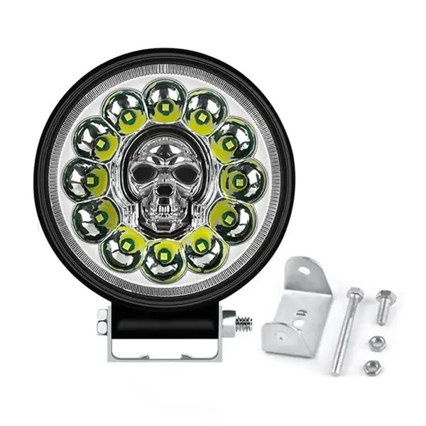 Farolete LED Redondo 12 LEDS 36W 10Cm 12/24v Caveira Multicolor