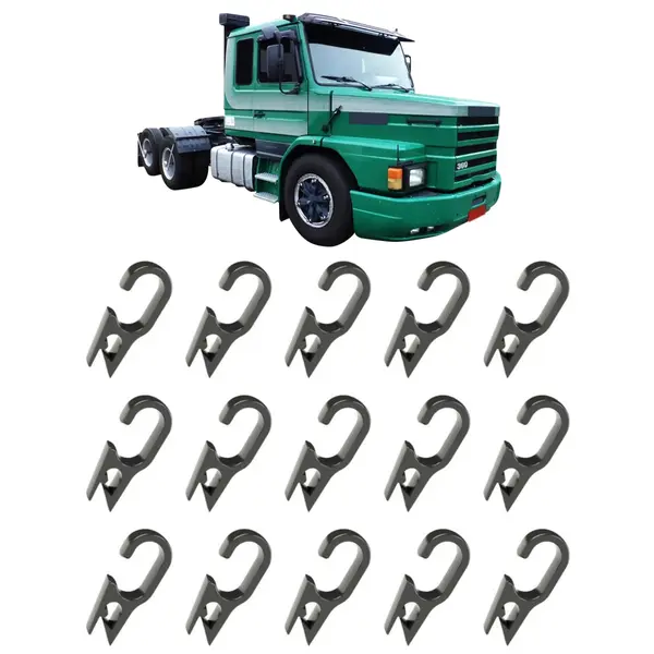 Gancho de Plástico para Cortina Caminhão Scania T112 1991 Kit com 15 Peças