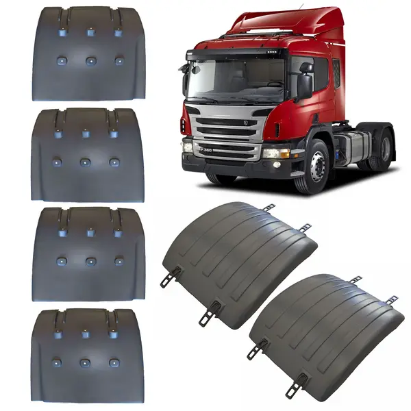 KIT 2 Paralama Modelo Scania S5 Tripartido com Presilhas
