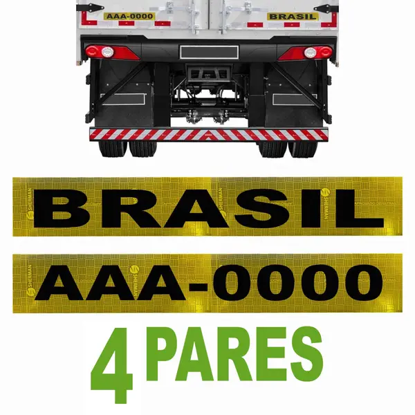 Kit 4 Pares Faixa Ouro Refletiva Placa Cidade Caminhões Baú