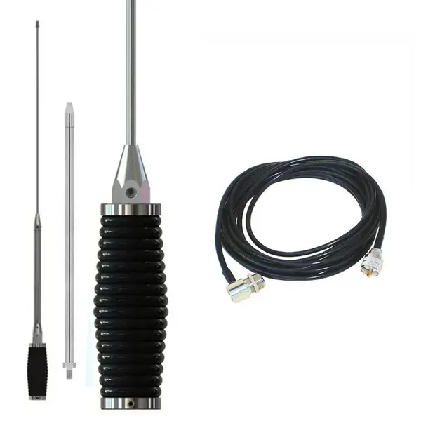 Kit Antena PX Maria Mole Vareta Aço Inox + Prolongador de 60 cm + Cabo