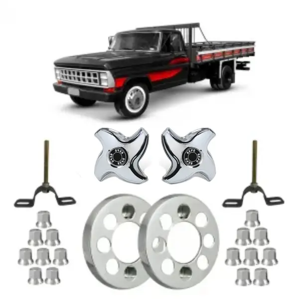 Kit Calota 8 Furos Ford F4000 D40 Aro 16 com Capa Porca e Suporte