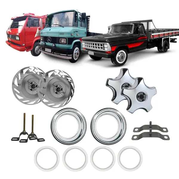 KIT Calota Caminhão Aro 16 MB 608 VW 6.90 F4000 Cargo C/aro