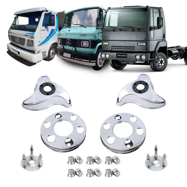 KIT Calota Caminhão MB VW Ford Aro 16 17,5 3/4 com Rodar