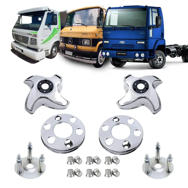 KIT Calota Caminhão MB VW Ford Aro 16 17,5 6F 3/4 com Rodoar