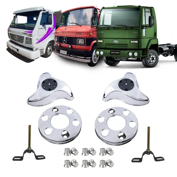 KIT Calota Caminhão MB VW Ford Aro 16 17,5 6F 3/4 sem Rodar