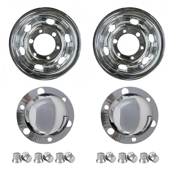 Kit Calota Traseira Embutir Aro 17,5 para Pneu 215 com Capa e Porca Cromada