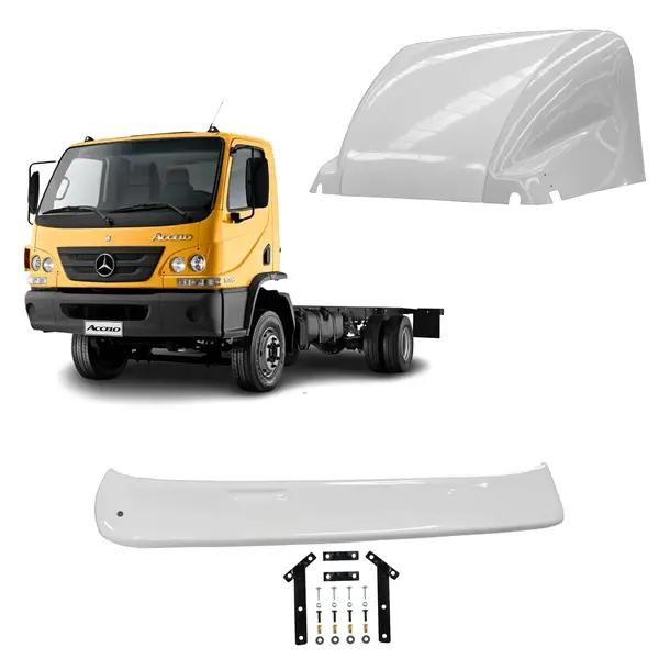 KIT Defletor Ar e Tapa Sol Caminhão MB Accelo Cabine Simples