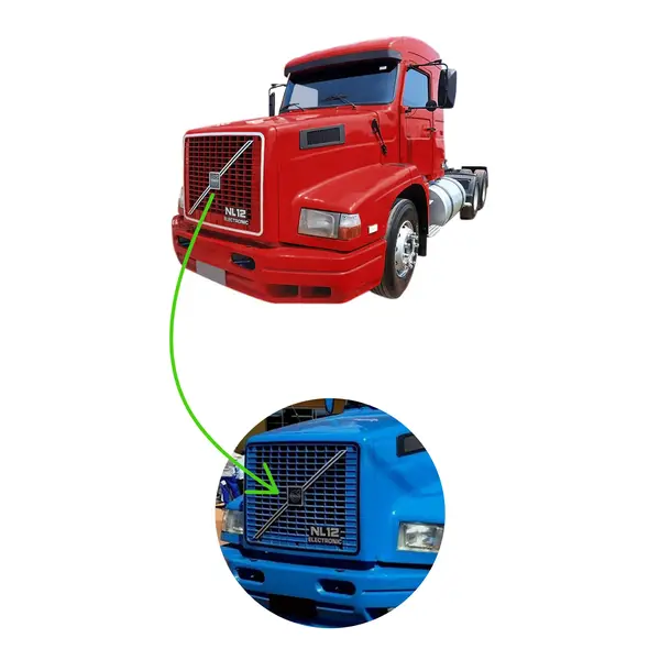 KIT Emblema Frontal Caminhão Volvo NL12 Eletronic 3 Peças
