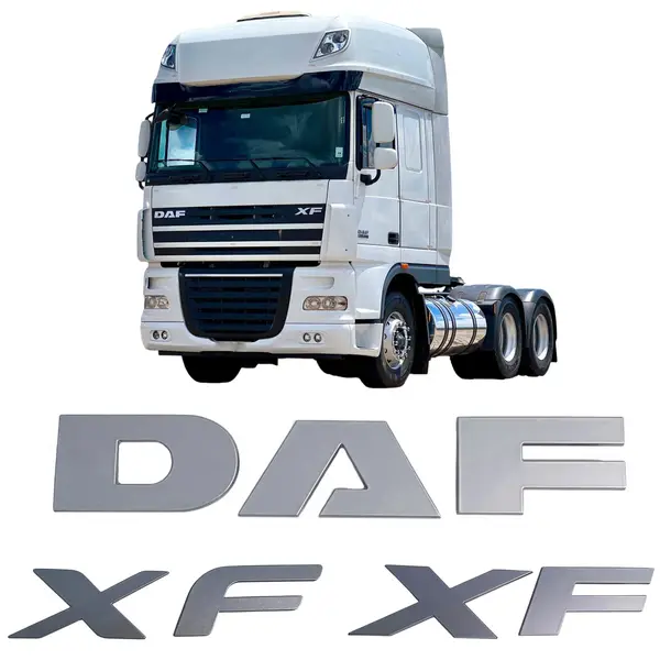 KIT Emblema Grade Frontal e Lateral DAF XF Plástico Cromado