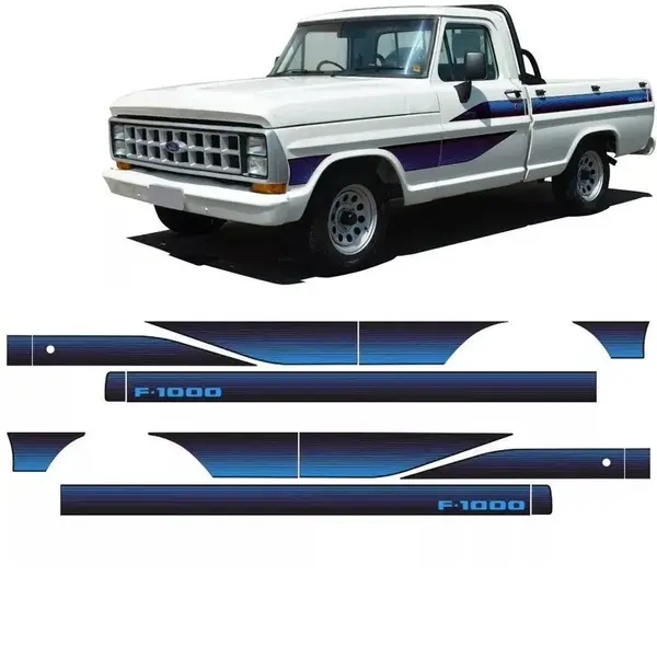 Kit Faixa Adesiva Azul Para Ford F1000 1989