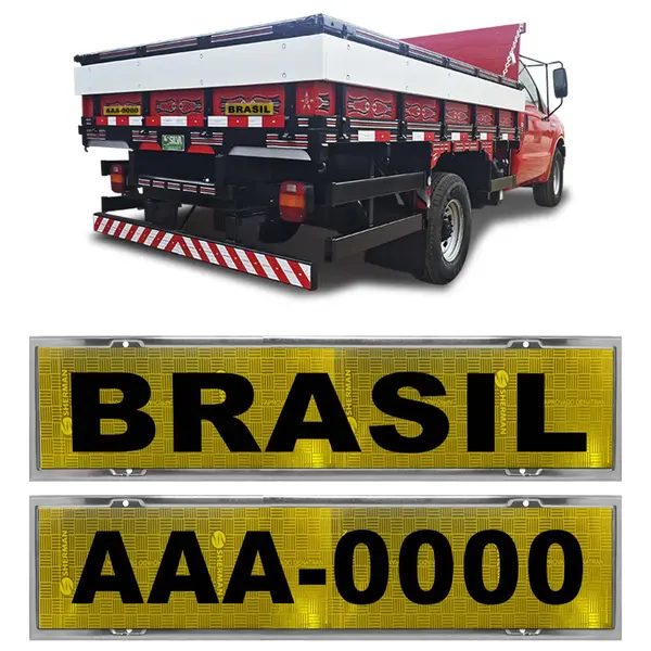 Kit Par Faixa Ouro Refletiva Caminhões C/ Placa Aluminio