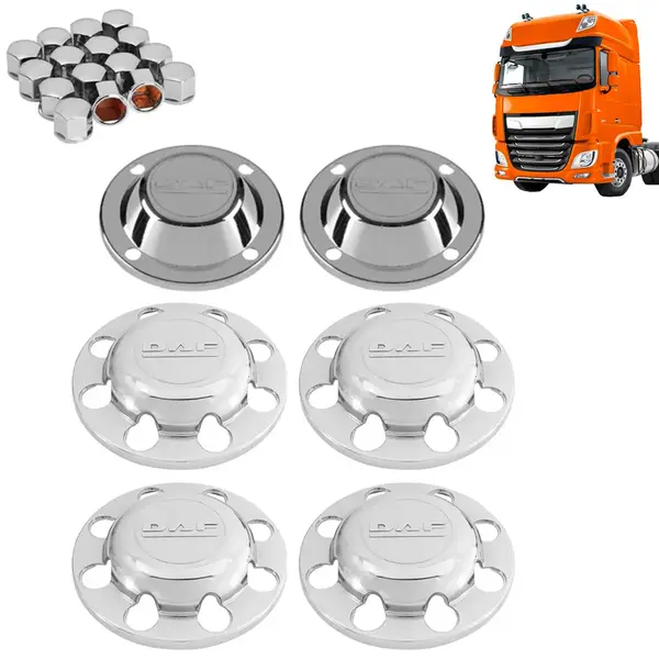 Kit Sobre Tampa Cubo Cromada para Caminhão DAF XF 6×4