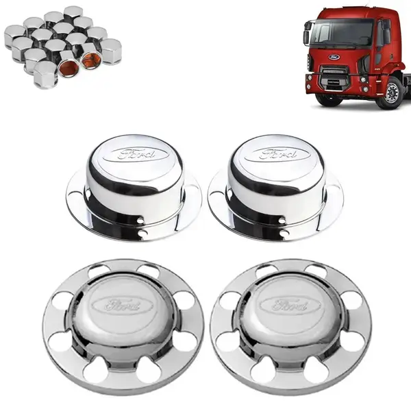 Kit Sobre Tampa Cubo Cromada para Caminhão Ford Cargo 4×2