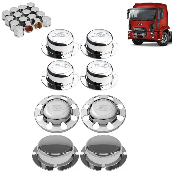 Kit Sobre Tampa Cubo Cromada para Caminhão Ford Cargo 8×2