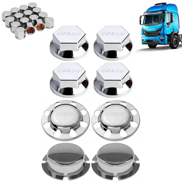 Kit Sobre Tampa Cubo Cromada para Caminhão Iveco Tector 8×2