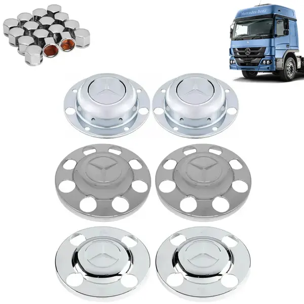 Kit Sobre Tampa Cubo Cromada para Caminhão MB Atego Após 2010 6×2