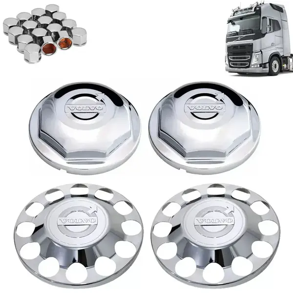 Kit Sobre Tampa Cubo Cromada para Caminhão Volvo FH / NH / FM 4×2