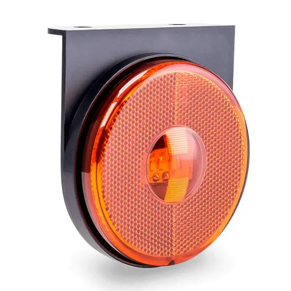 Lanterna Lateral de LED C/ Suporte e Conector Laranja Carreta 65mm Bivolt