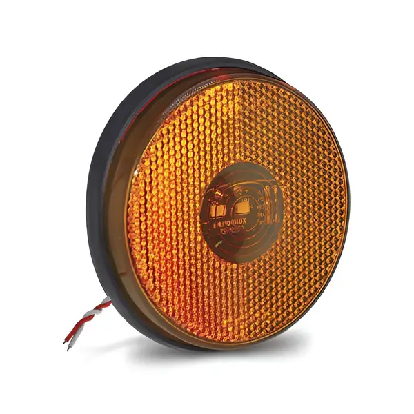 Lanterna Lateral Redonda Carreta Randon 12V 24V LED Ambar