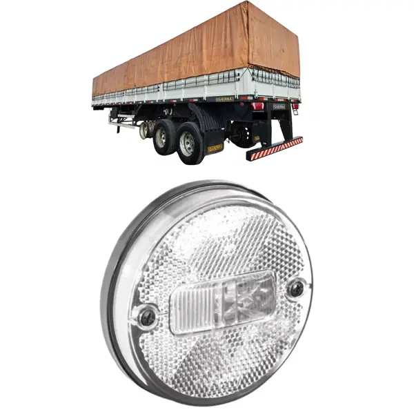 Lanterna Lateral Redonda Cristal para Carreta Guerra sem Suporte 12V/24V