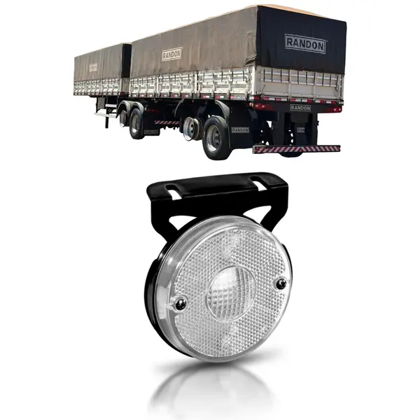 Lanterna Lateral Redonda Cristal para Carreta Randon com Suporte em Poliestireno