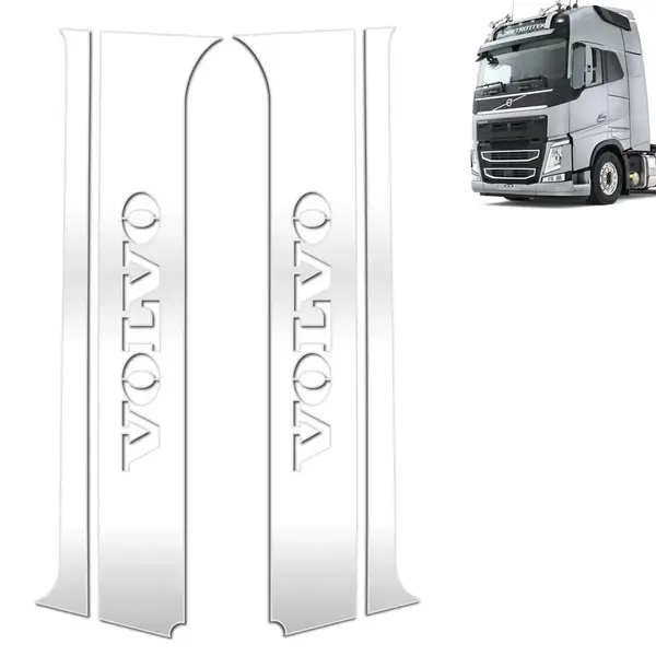 Par Aplique Coluna Porta Inox para Caminhão Volvo FH Após 2015