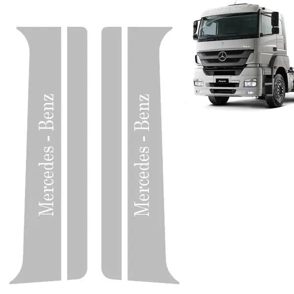 Par Aplique Inox Coluna da Porta para Caminhão MB Atego / Axor