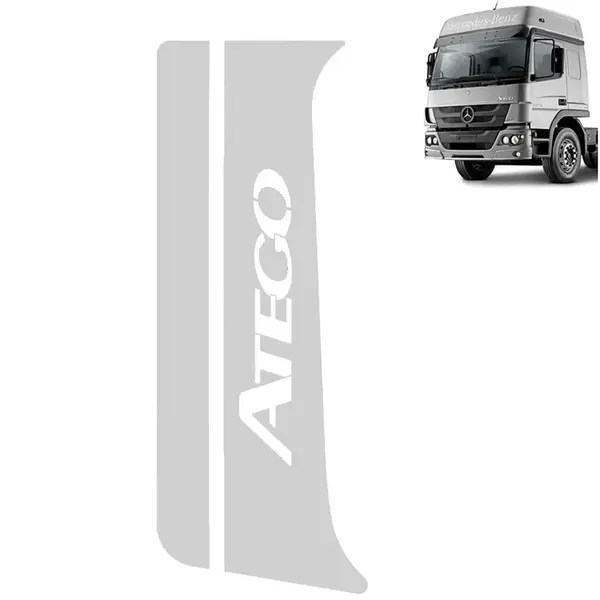 Par Aplique Inox Coluna da Porta para Caminhão MB Atego – Escrita