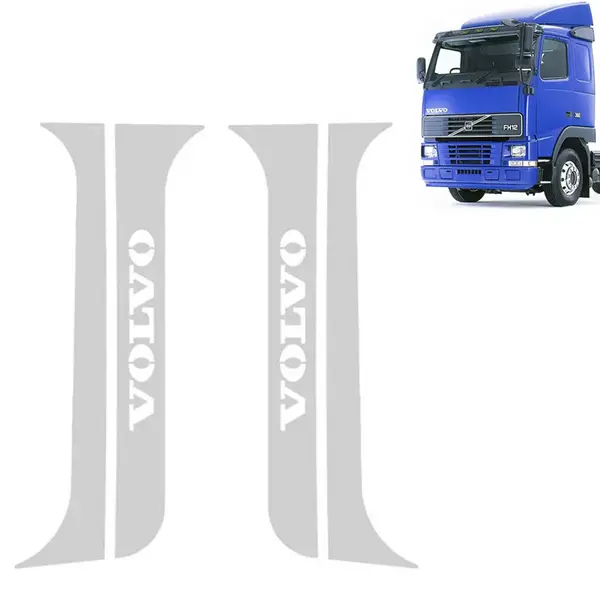 Par Aplique Inox Coluna da Porta para Caminhão Volvo FH / FM / NH Até 2014