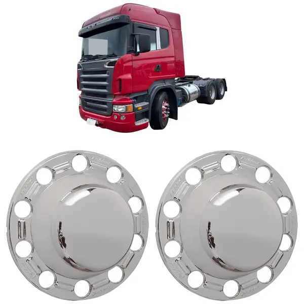 Par Capa Cromada Cubo Traseiro Caminhão Sc S5 P G R S/tração