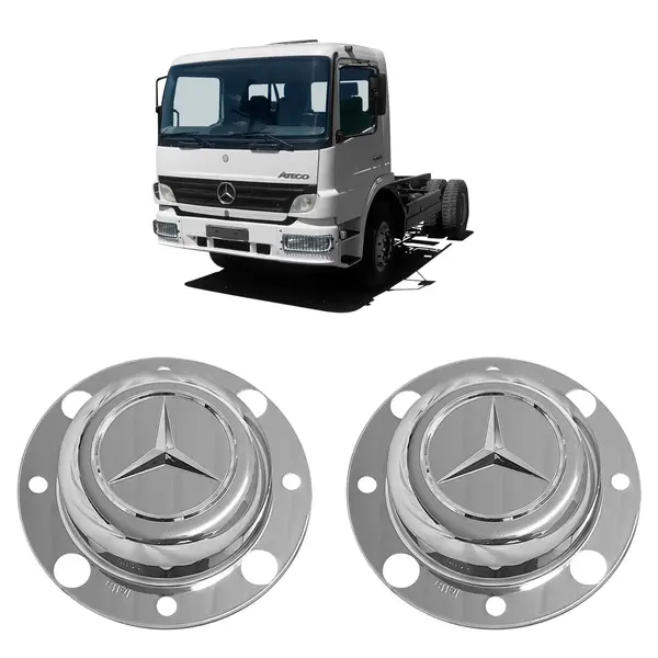 Par Capa Cubo Roda Dianteira Caminhão MB Atego Cubo Menor
