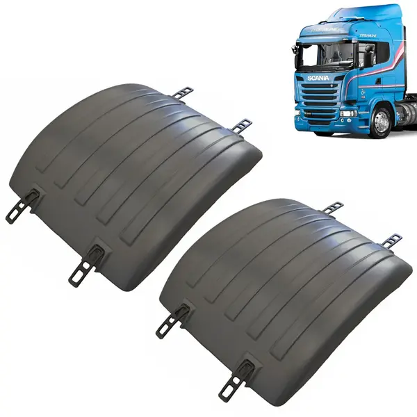 Par Centro Para-Lama Traseiro Tripartido com Presilhas para Caminhão Scania S4 / S5 / S6 / S7 NTG