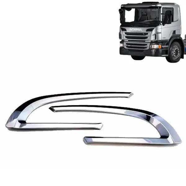 Par de Acabamentos Entrada de Ar Cromado para Caminhão Scania P S5 Moderno