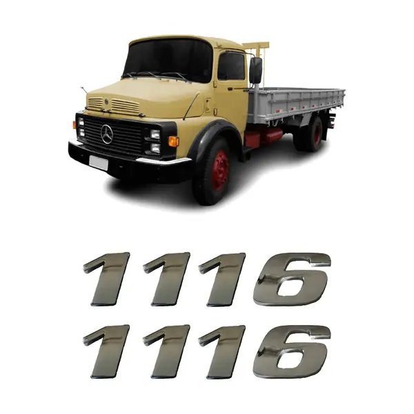Par Emblema Caminhão MB 1116 Adesivo Cromado Lateral (2pç)
